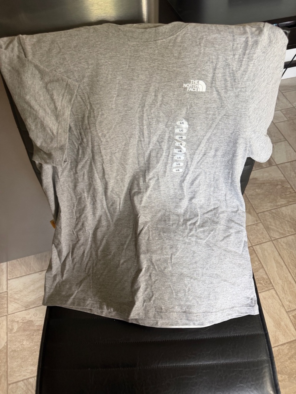 The North Face  Women’s Heather Gray Short Sleeve Logo Tee - White Logo